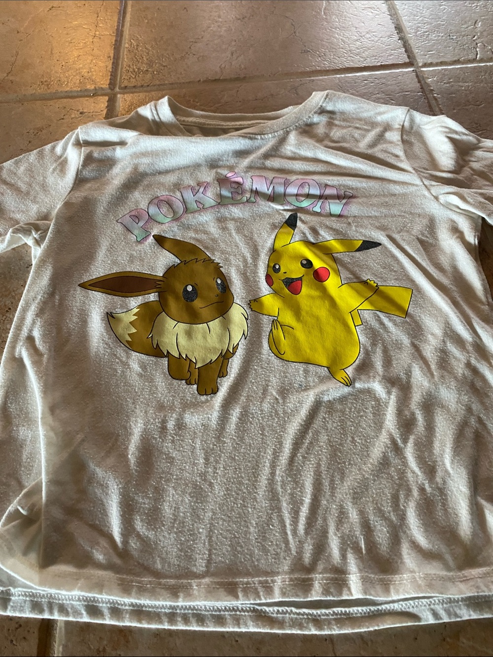 White Pokémon Eevee & Pikachu Graphic Tee